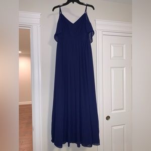 Lulus Navy maxi dress, M, hemmed for 5’0” with 3-4 inch heel